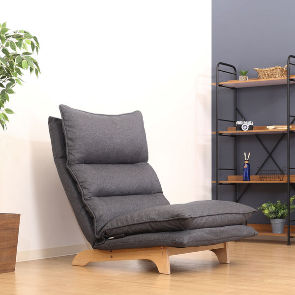 不二貿易 フィット2 ダブルクッション 座椅子 1人掛 ダークグレー