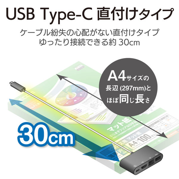 ドッキングステーション USBハブ タイプC PD対応 HDMI LANポート 黒