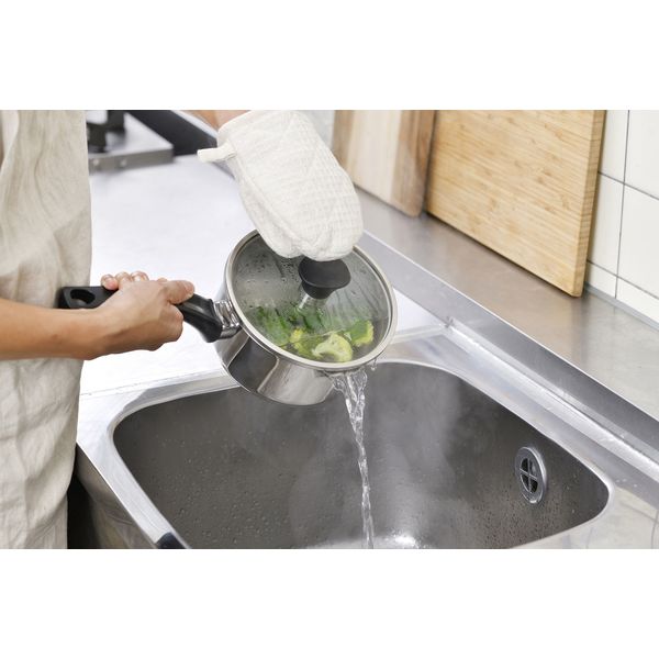 アイリスオーヤマ ステンレスシリーズ 湯切りなべ片手16cm ガラス