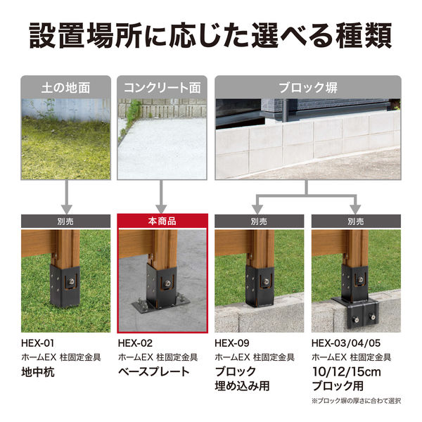 タカショー ホームEX 柱固定金具 ベースプレート HEX-02 １個（直送品 