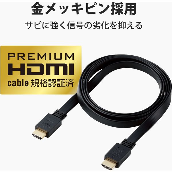 HDMIケーブル ver1.4 ブラック 1.5m フラットタイプ HDMIオス-HDMIオス _