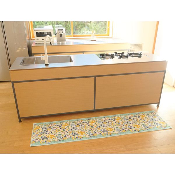 ミントン キッチンマット 50×180cm FT1230 ブルーグリーン FT1230_23BG 1個 川島織物セルコン（直送品） - アスクル 新品　MINTON キッチンマット　50×180cm