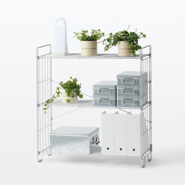 無印良品 中でも外でも使えるワイヤーラック 3段 約幅84×奥行30