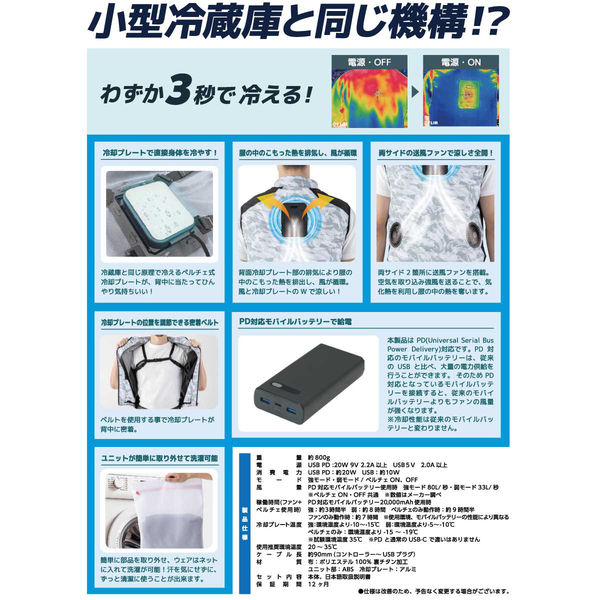 THANKO サンコー ファン付き 冷蔵服4 ベスト 圧倒的に冷える「冷蔵服4 (ベスト/半袖）」』を発売 | サンコー