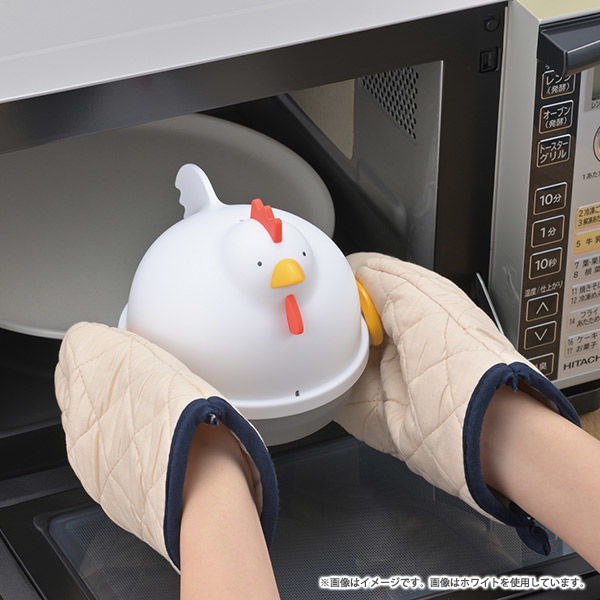 曙産業 ゆで卵器 4個 にわとり型 電子レンジ ホワイト REー1506