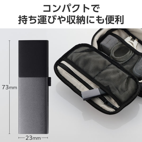 SSD 外付け 2TB スライド式 USB-C/A両対応 高速 耐衝撃 ブラック ESD