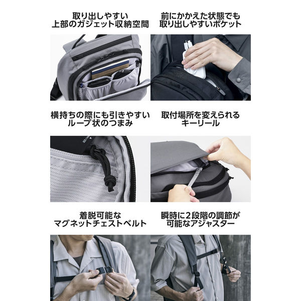 リュック ビジネスリュック 14L 撥水 多収納 PC14インチ対応 チャコール BM-MNLBP04DGY エレコム 1個（直送品）