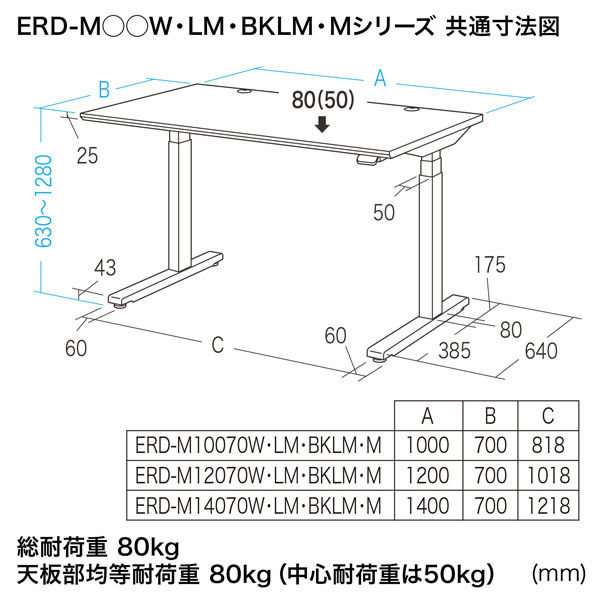 サンワサプライ 電動上下昇降デスク ERD-M14070BKLM 1台（直送品