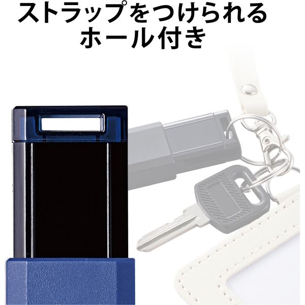 USBメモリ 128GB ノック式 USB3.1(Gen1)対応 ブルー MF-PKU3128GBU エレコム 1個