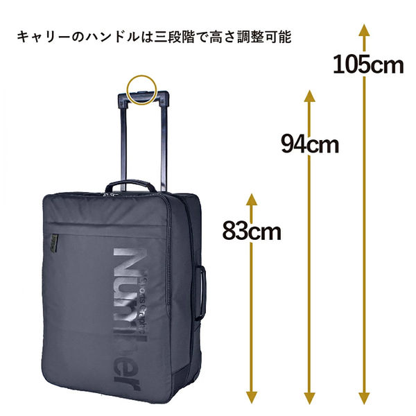 スワン Number ソフトキャリーバッグ 45L ブラック/シルバー 61001 1個