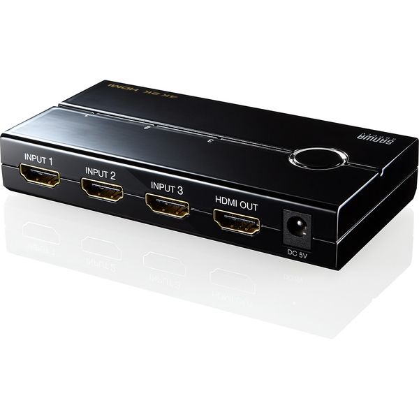 サンワダイレクト HDMIセレクター（4K対応・3入力1出力・リモコン付・PS4対応・自動切り替えなし・電源不要・USB給電ケーブル付） 1個（直送品）