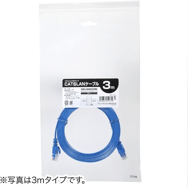サンワダイレクト Cat6 フラットLANケーブル 15m (カテゴリー6・より線