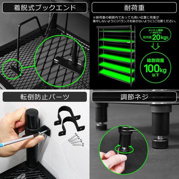 軒先渡し】 Bauhutte スクリーンラック スタンダード 幅1004×奥行339×高さ1463mm ブラック 1台（直送品） - アスクル