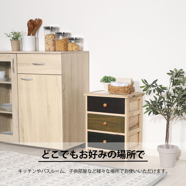 不二貿易 シンクエ2 カラフルチェスト 3段 桐製 幅400×奥行300×高さ