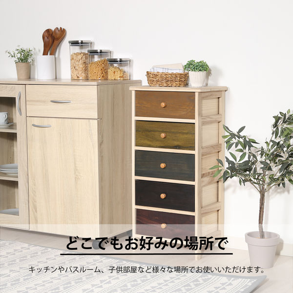 不二貿易 シンクエ2 カラフルチェスト 5段 桐製 幅400×奥行300