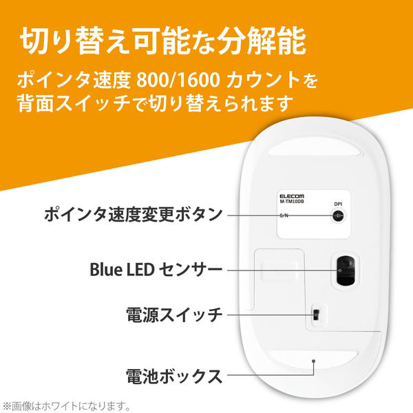 ワイヤレスマウス 無線 2.4GHz 4ボタン ブルーLED 薄型 モバイル ポーチ付 グレー M-TM10DBGY エレコム 1個 - アスクル