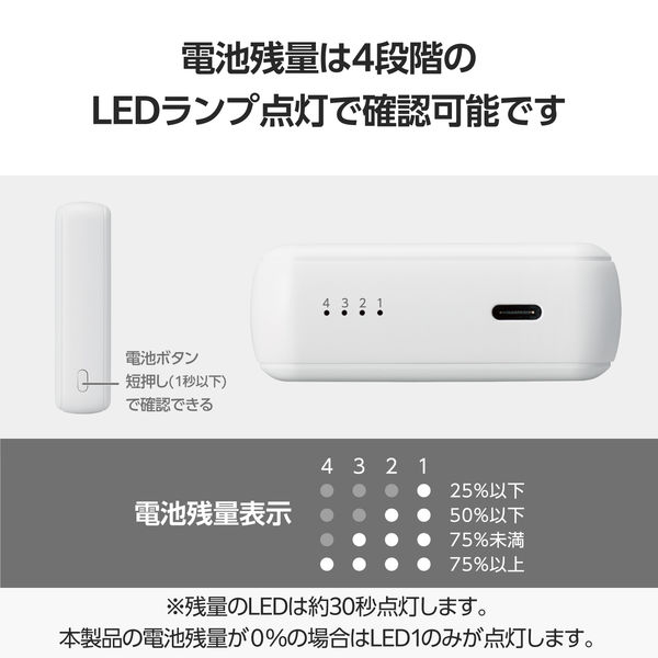 モバイルバッテリー 大容量 超コンパクト 軽量 USB-C×1 最大 15W