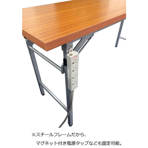 アイリスチトセ 折りたたみテーブル 棚付き チーク 幅1800×奥行