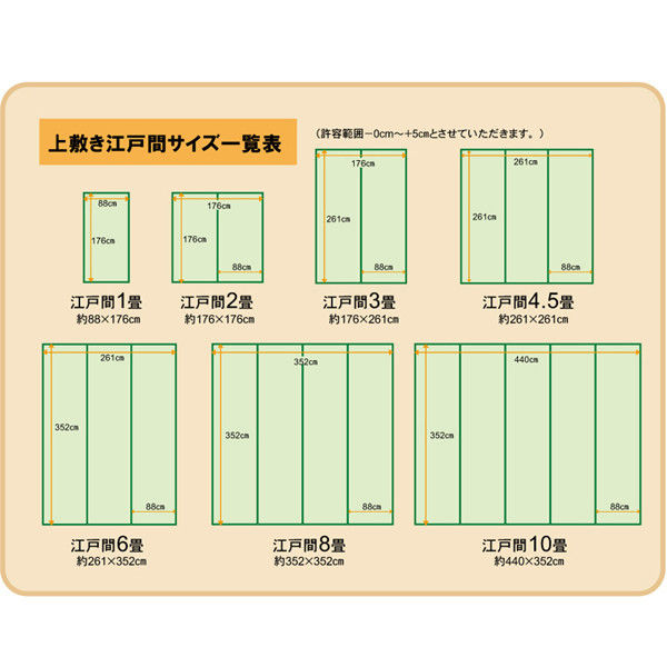 イケヒコ 国産 い草上敷き カーペット 『不知火』 江戸間1畳（約88