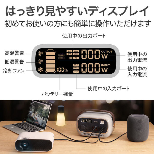 ポータブル電源 蓄電池 充電器 297Wh容量 Power Studio300 PS-RE03-GY