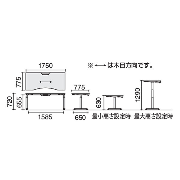 組立設置込】コクヨ シークエンス ウイング フルスペックレバー ソフトエッジ 幅1750×奥行775mm Rミディアム×WH 1台（直送品） -  アスクル