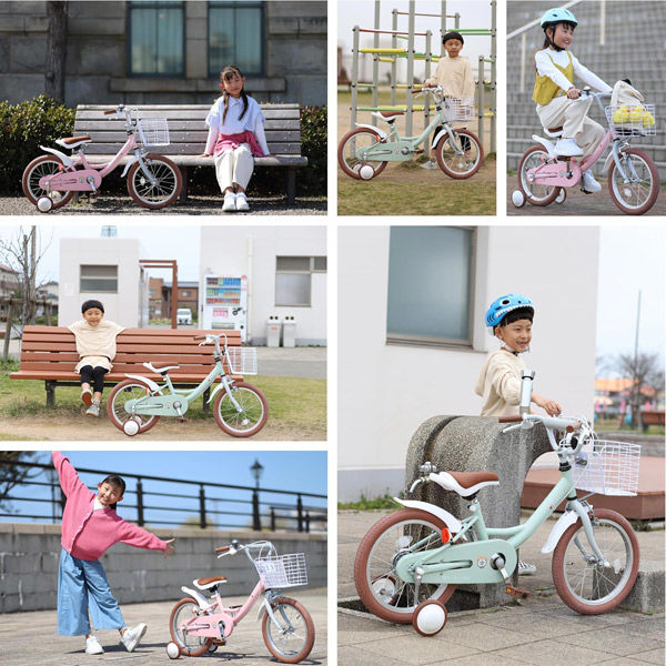 池商 16インチ子供用自転車 補助輪付き MD-16 ストロベリー 1台（直送