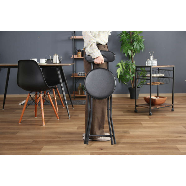 不二貿易 折りたたみ椅子 座面高50cm 背もたれ付 合皮クッション座面