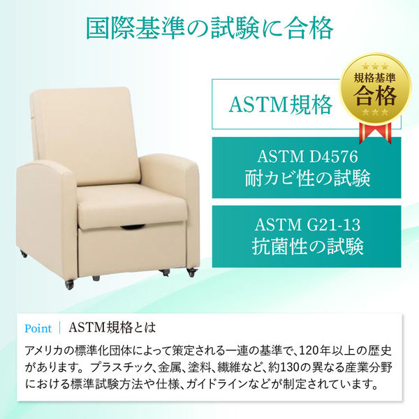 ネットフォース エヌウェルケア ソファベッド 1人用 合成皮革 眠座両用