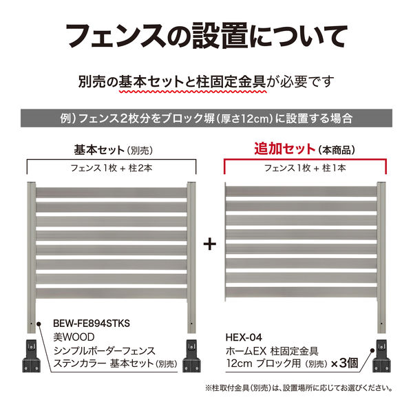 タカショー シンプルボーダーフェンス ステンカラー 追加セット BEW