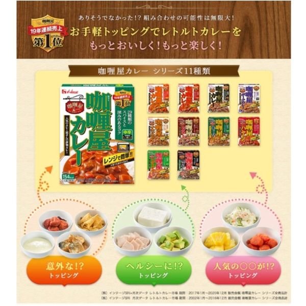 レトルトカレー カリー屋カレー 中辛 1人前180g 154kcal 1セット（10個） レンジ対応 ハウス食品 - アスクル