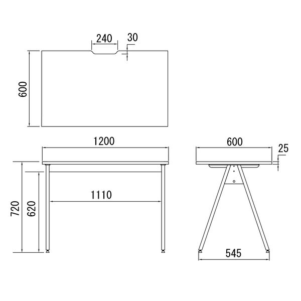 ジャーナルスタンダードファニチャー コンパスレッグデスク 平机 コンセント無 幅1200×奥行600×高さ720mm ナチュラル 1台 テレワーク