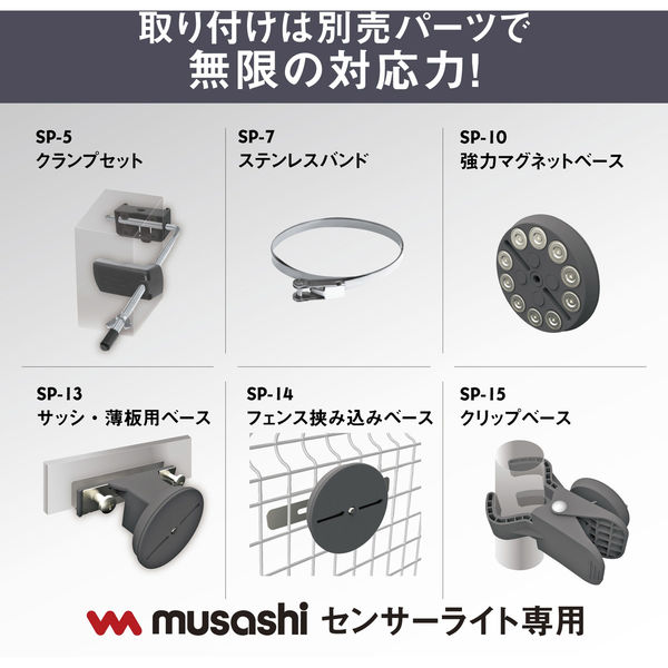 ムサシ S-400L 7.5W×4灯 LEDソーラーセンサーライト 1個（直送品