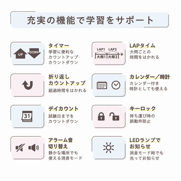 キングジム 学習タイマー「ルラップ」 ピンク ラップタイム機能付き LLT10-P 1個 - アスクル