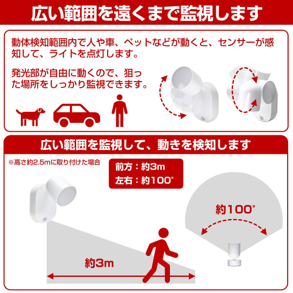 朝日電器 LEDセンサー付ライト PM-L751W 1個 - アスクル