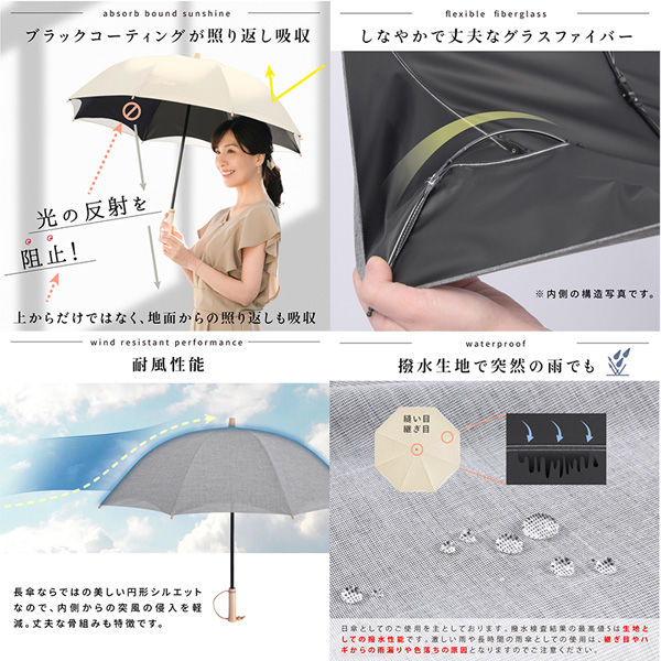 大河商事 日傘 晴雨兼用 UPF50+完全遮光 長傘 2層構造 放熱 軽量