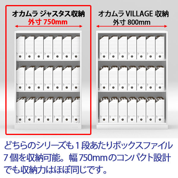 オカムラ ジャスタス収納 デスクエンド両開き(シリンダー錠)2段