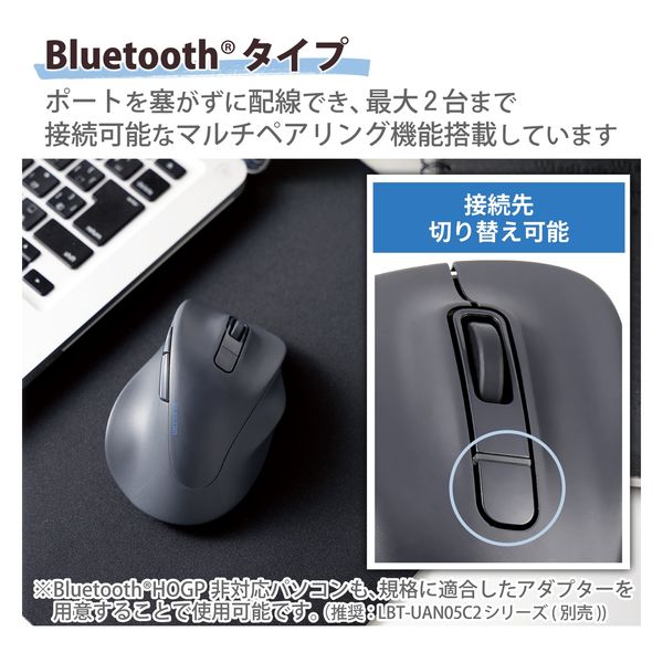 ワイヤレスマウス Bluetooth 静音 無線 Mサイズ ブラック M