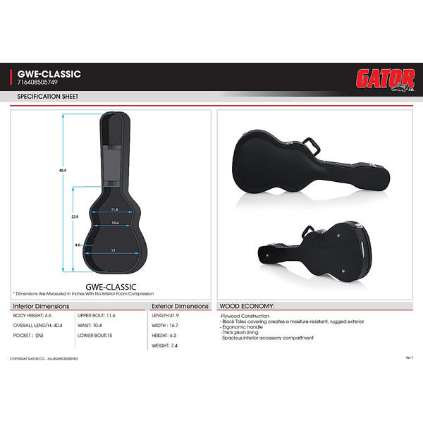 GATOR GWE-CLASSIC クラシックギターケース