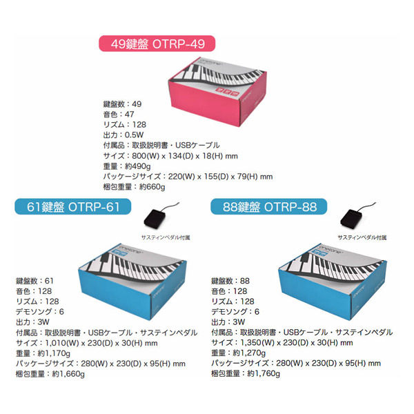 ONETONE ワントーン ロールピアノ88鍵盤 OTRP-88（スピーカー