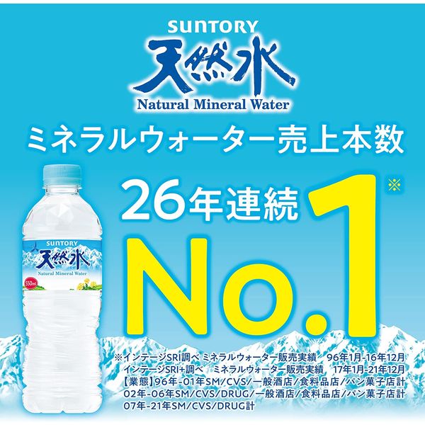 サントリー天然水 ラベルレス 550ml 1セット（96本） - アスクル