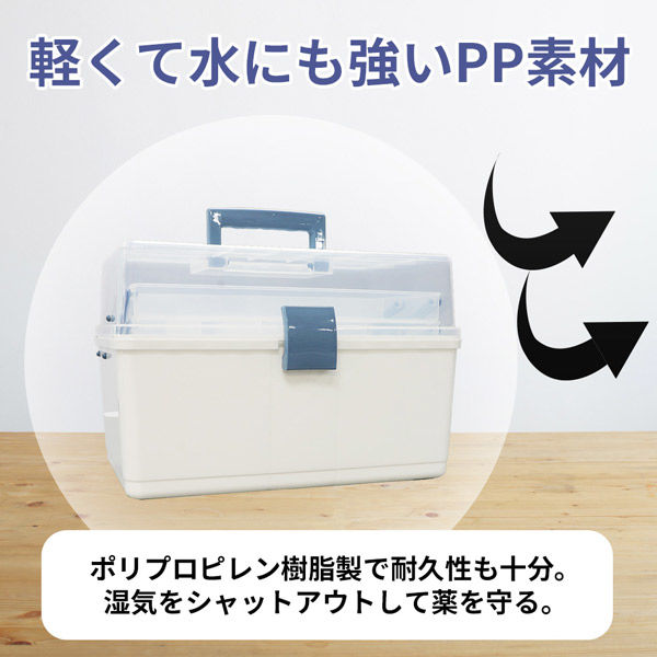 2個セット】クリア救急箱 3段収納 Lサイズ (ベージュ) 救急ボックス 薬