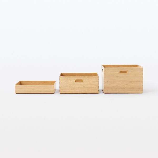 無印良品 重なる竹材長方形ボックス ハーフ 小 約幅26×奥行18.5×高さ8.5cm 良品計画