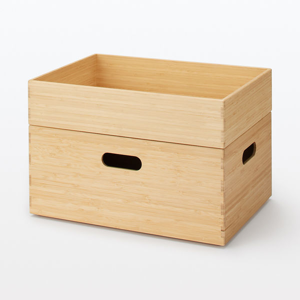 無印良品　重なる竹材ボックス 2点　ゴミ箱　セット販売 無印良品 重なる竹材長方形ボックス 中 約幅37×奥行26×高さ16.5