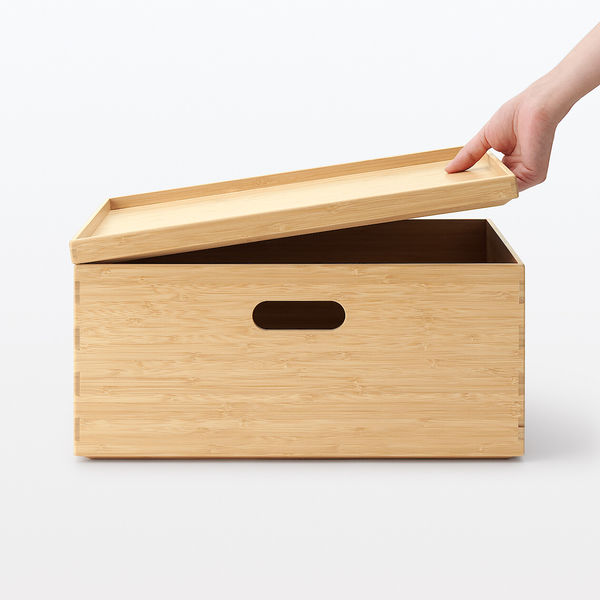 無印良品　重なる竹材ボックス 2点　ゴミ箱　セット販売 重なる竹材長方形ボックス 大 | 無印良品