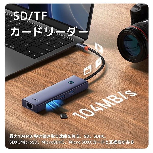 ドッキングステーション 7in1 HDMI LAN SDカードリーダー USB-A拡張 