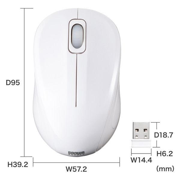 サンワサプライ ワイヤレスマウス 無線 静音 3ボタン 小型 ブルーLED MA-WBSK315W 1個 - アスクル