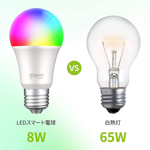 LED電球 スマートLED電球 E26 65W相当 調光調色 遠隔操作対応
