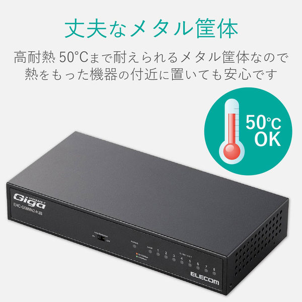 スイッチングハブ 8ポート ギガ LANハブ 磁石付 金属筐体 電源 スイッチングハブ 8ポート ギガ LANハブ 磁石付 金属筐体 電源