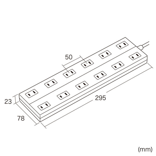 サンワサプライ 電源タップ（2P・12個口・2m） TAP-2312-2W 1個 - アスクル