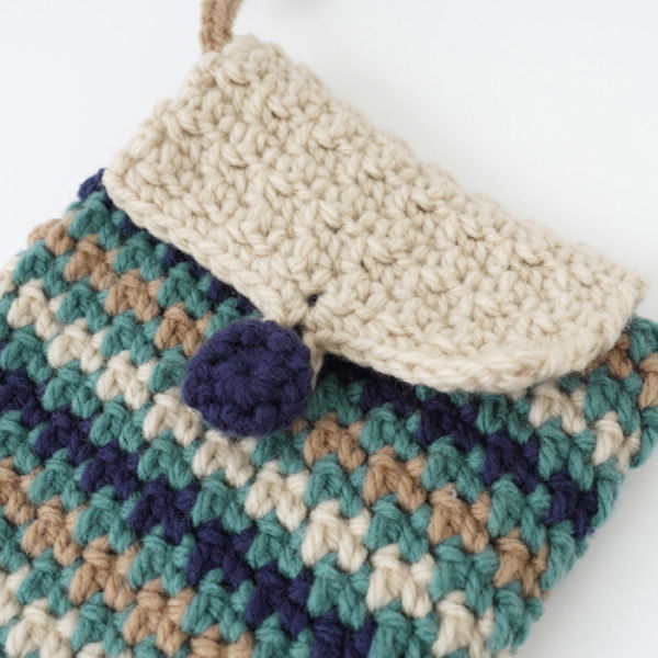 原ウール knitworm 編み物キット 3色使いのミニショルダーバッグ 編み物キット バッグ ミニバッグ ポーチ ショルダーポーチ 鞄 手作り キット 手芸 裁縫